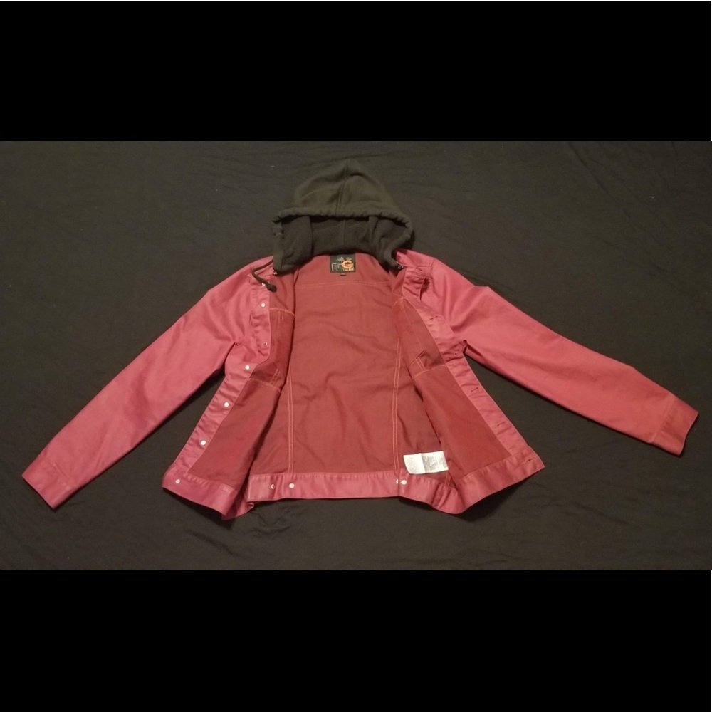 Red jacket.